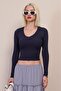 Navy Blue V-Neck Long Sleeve Camisole Body Mg2192 - 7