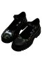 Women's Vegan Leather Black Mary Jane Loafer - Bunny with Herbs Design