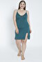 Women's Plus Size Viscose Elastane Fabric Lace Detailed Nightgown - B 18255 - 4
