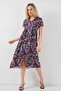 Women's Buttoned Short Sleeve Floral Dress