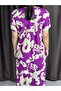 Purplewhite Patterned V-Neck Casual Summer Dress – Asymmetric Cut 38-50 Size Matching - 4