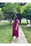Pink Floral Patterned V-Neck Casual Summer Dress – Asymmetrical Cut 38-50 Size Compatible - 2
