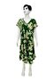 Green and White Floral Patterned V-Neck Casual Summer Dress – Asymmetric Cut 38-50 Size Compatible - 4
