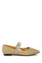 Women Diamante Brooch Glitter Ballerinas in Gold