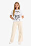Elastic Waist Wide Leg Wide Leg Stone Girl's Trousers E1836A8/Bg734