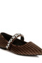 Women Diamante Brooch Velvet Ballerinas in Brown - 5