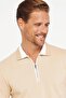 Men's 5-Pack Navy-Black-Mink-Green-Sand Slim Fit Cotton Solid Zipper Pique Polo Neck T-Shirt - 5