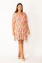Women's Plus Size Colorful Dress with Drawstring Chest and Elastic Detail on Sleeve 65N39054 - 6
