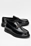 Men's Thick Sole Buckle Loafer Shoes Real Leather Cr 2713 Black - 5