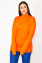 Women's Plus Size Orange Cotton Fabric Turtleneck Blouse 65n29627 - 4