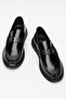 Men's Thick Sole Buckle Loafer Shoes Real Leather Cr 2713 Black - 6