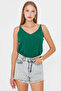 Women's Dark Green Linen Look Strap Blouse Arm-24Y001064 - 6