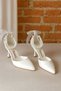Short 7 cm Heeled Shoes Pearl Model White Shoes, Evening Shoes for Special Occasions - 2