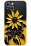 غطاء خلفي مطبوع بنمط HD لهاتف iPhone 13 - زهرة صفراء سوداء