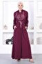 Embroidered Hooded Abaya Plum 12210