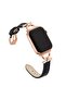 Leather Band For Apple Watch 38mm 40mm 41mm, Slim Leather Strap with D-Shape Buckle - Plain White - 2
