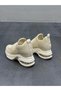 Beige Knitwear Stone Filled Women's Casual Sports Shoes - 7