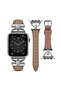 Leather Band For Apple Watch 38mm 40mm 41mm, Slim Leather Strap with D-Shape Buckle - Light Brown