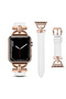 Leather Band For Apple Watch 38mm 40mm 41mm, Slim Leather Strap with D-Shape Buckle - Plain White
