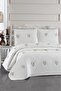 Gardenlove Embroidered Chenille 3-Piece Double Bedspread Set Cream