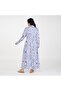 Blue and White Abstract Printed Maxi Shirt Dress – with Long Sleeves and Collared Neckline - 2