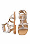 Elit Talia Women's Genuine Leather Flat Sandals Beige - 4