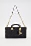 Black Rectangular Model Handbag with Accessories