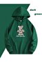 Dream and Love Printed Hooded Pocket Cotton Green Sweatshirt