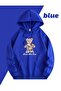 Dream and Love Printed Hooded Pocket Cotton Cobalt Blue Sweatshirt