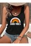 Women's Colorful Printed Slim Fit Hollow Collar Swimmer Tank Top T-Shirt - 4