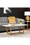 Large Coffee Table for Living Room Furniture, White Artificial Marble Stone Top Centre - 3