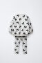 Girls' Cotton Cream Bow Patterned Sweatshirt and Leggings Set - 2