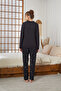 Black Star Patterned Shirt Collar Buttoned Milan Knitted Pajamas Suit25224011 - 3