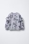 Girls' Cotton Gray Floral Print Sweatshirt and Leggings Set - Relaxed Fit, Ruffle Detail - 3