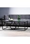 Rectangular Coffee Table for Living Room Furniture, Black & White Wooden Top Marble Te