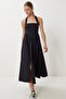 Thick Strap Midi Poplin Dress Lub0207 Black - 2