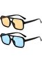Retro Square Aviation Sunglasses – Black Frame with Blue Lenses – UV400 – Unisex - 4