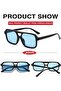 Retro Square Aviation Sunglasses – Black Frame with Blue Lenses – UV400 – Unisex - 3