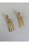 Special Design Eye Detailed Stick Dangle Gold Earrings - 8