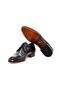 Dark Blue Color Laceless Genuine Leather Men's Shoes - 3