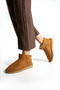 Moscow Mini Tan Suede Ankle Boots with Fur Inside Flat Sole Women's Shoes - 5