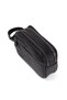 Men's Double Zipper Genuine Leather Shaving Travel Cosmetic Portfolio Care Hand Bag