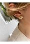 Xuping Minimal Flower Figured Stone Gold Ball Earrings
