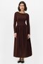 Pani Women's Maxi Length Skirt Part Woven Poplin Flared Top Part Flexible Viscose Coffee Dress - 2
