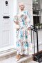 Patterned Hijab Dress Turquoise 579