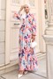 Patterned Hijab Dress Fuchsia 583