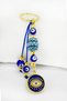 Navy Blue Colored Wreath Framed Evil Eye Keychain, Gift Evil Eye Keychain