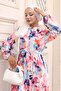 Patterned Hijab Dress Fuchsia 583 - 2