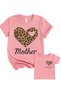 Mother Daughter Leopard Heart Mom Girl Kids Combination T-Shirt Set T-Shirt Twin (Single Price) - 2
