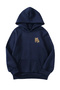 Unisex Oversize Hooded Winter Leopard Ear Ribbon Printed Hooded Sweatshirt - Navy Blue